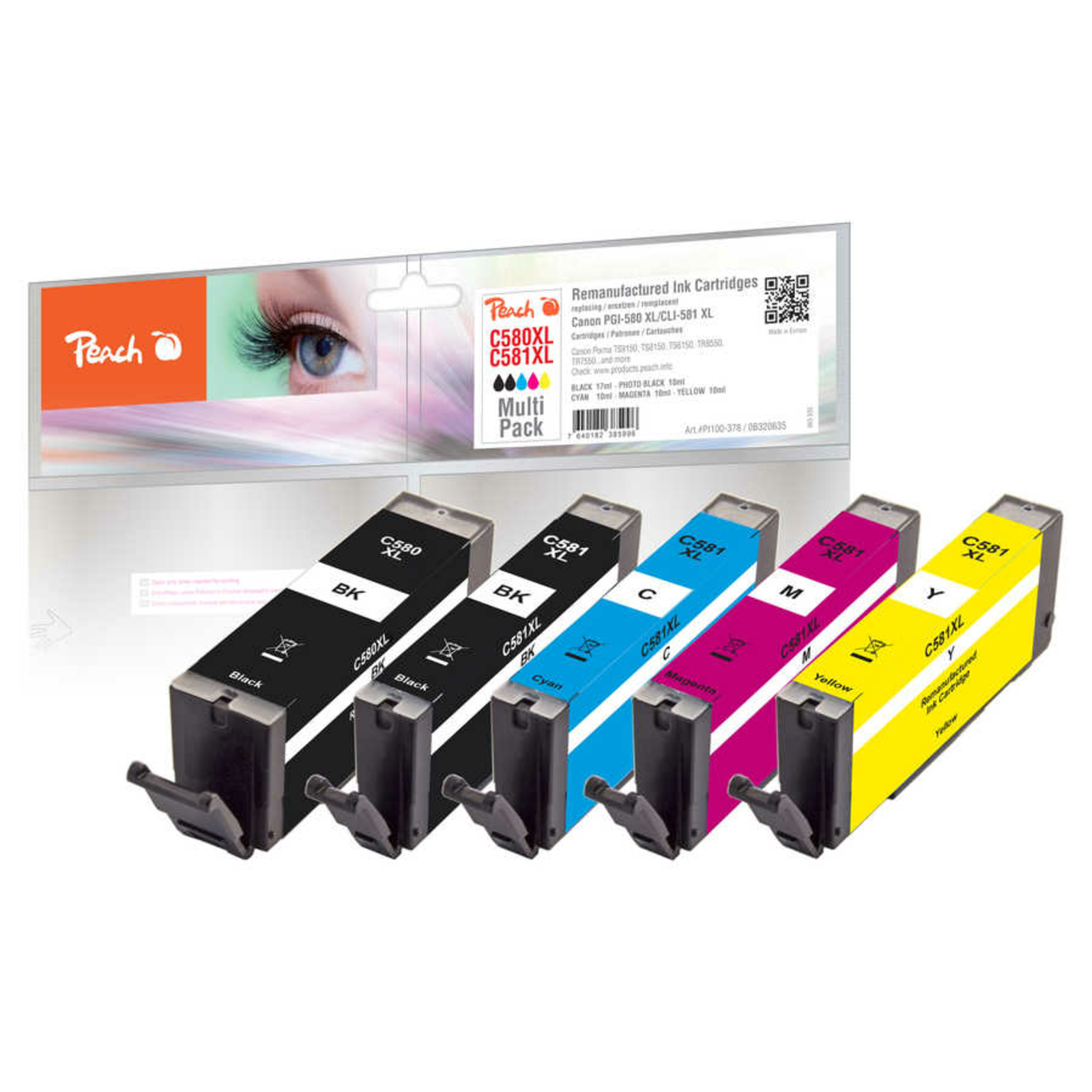 Peach Ink Economy Pack PI100-378 Compatible with Canon PGI-580XL CLI-581XL