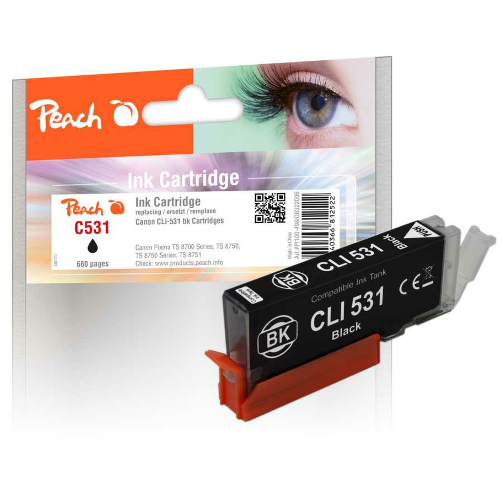 Peach Canon Cartridge CLI-531 6118B001 Photo Black Compatible Compatible