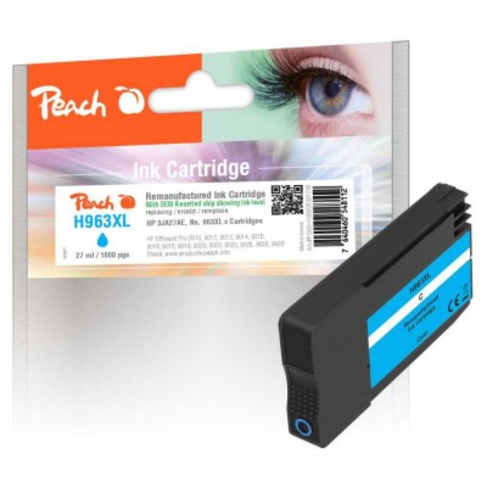 Peach Cartridge HP No. 963XL 3JA27AE cyan OEM Reset Remanufactured Refurbished