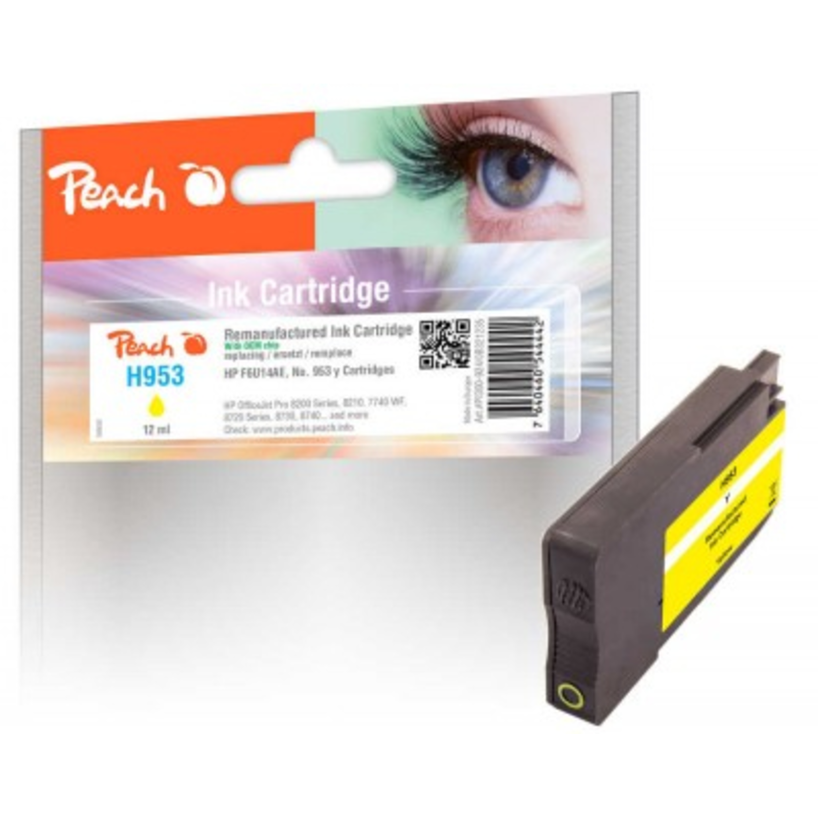 Peach Cartridge HP No. 953 Yellow with OEM Chip Remanufactured Compatible