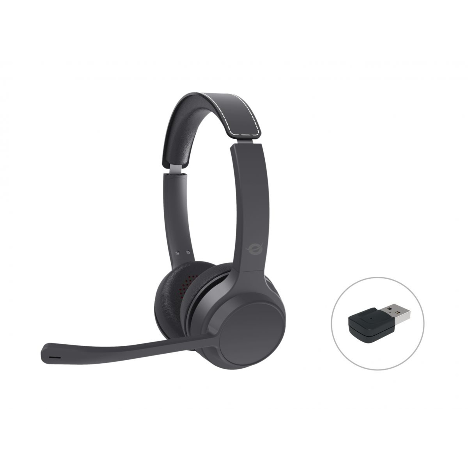 Conceptronic Headset Wireless Bluetooth with Charging Station + Adapter Sw