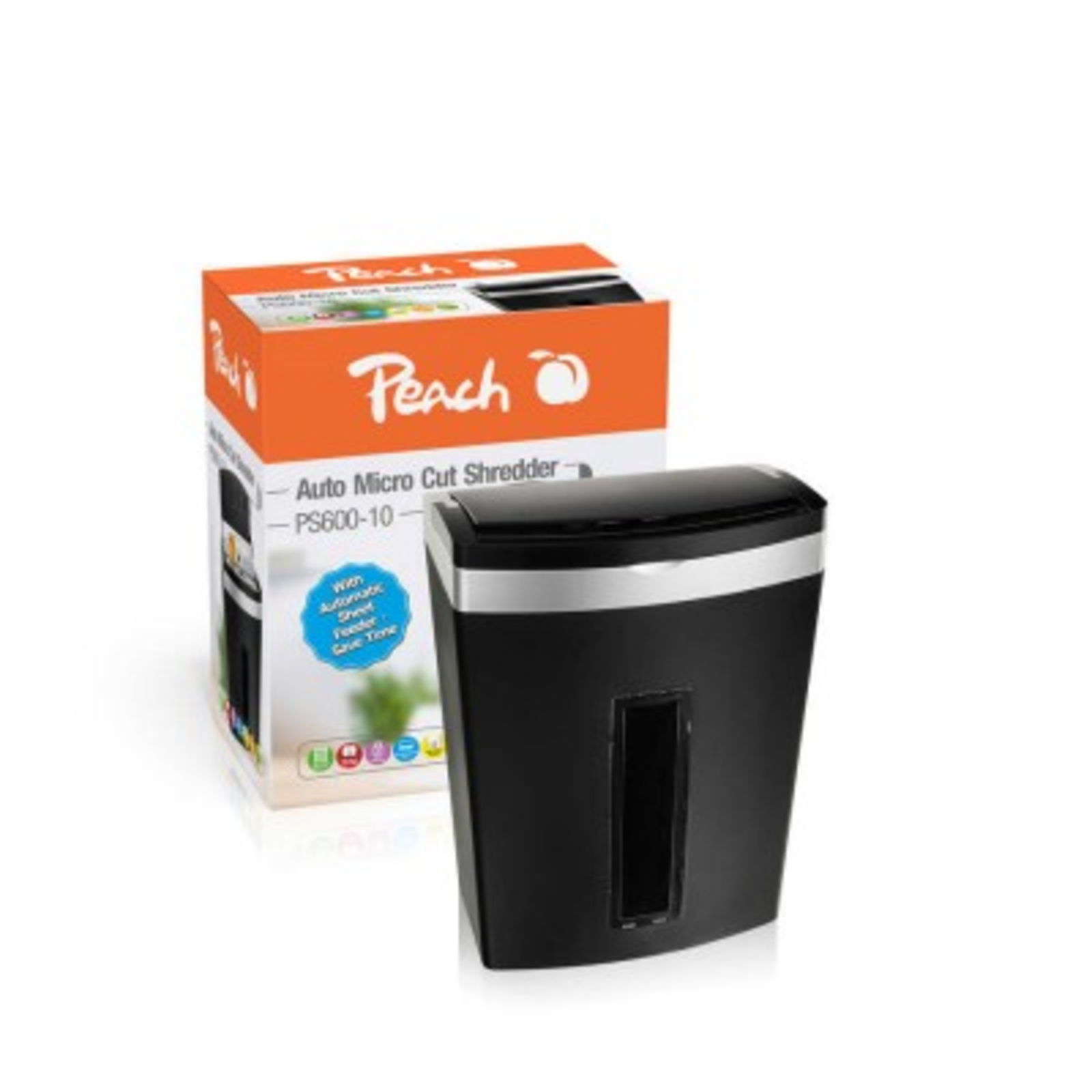 Peach Document Shredder Auto Mikro Cut PS600-10 20L Black