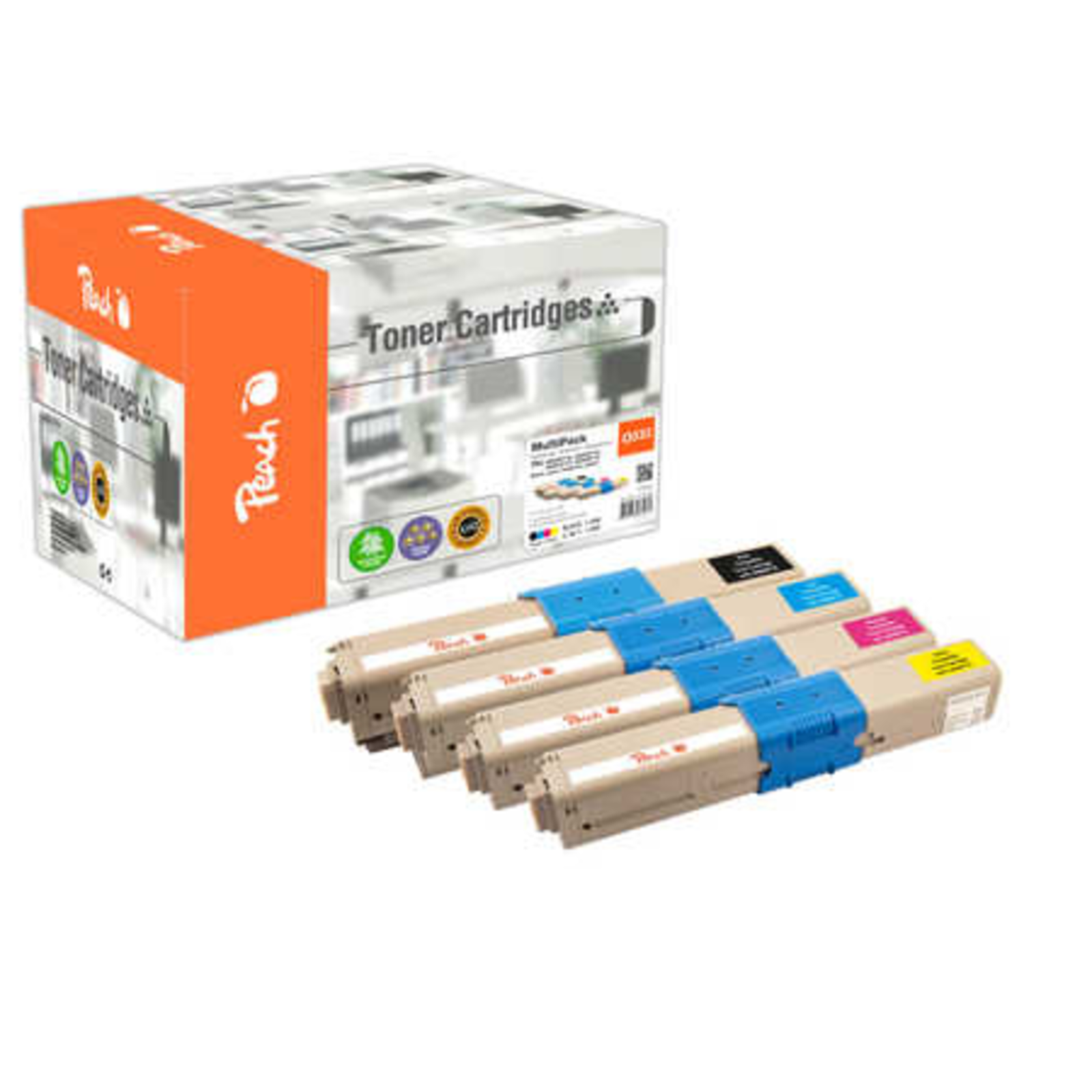 Peach Toner OKI C332-Series MultiPack Bk,c,m,y Remanufactured