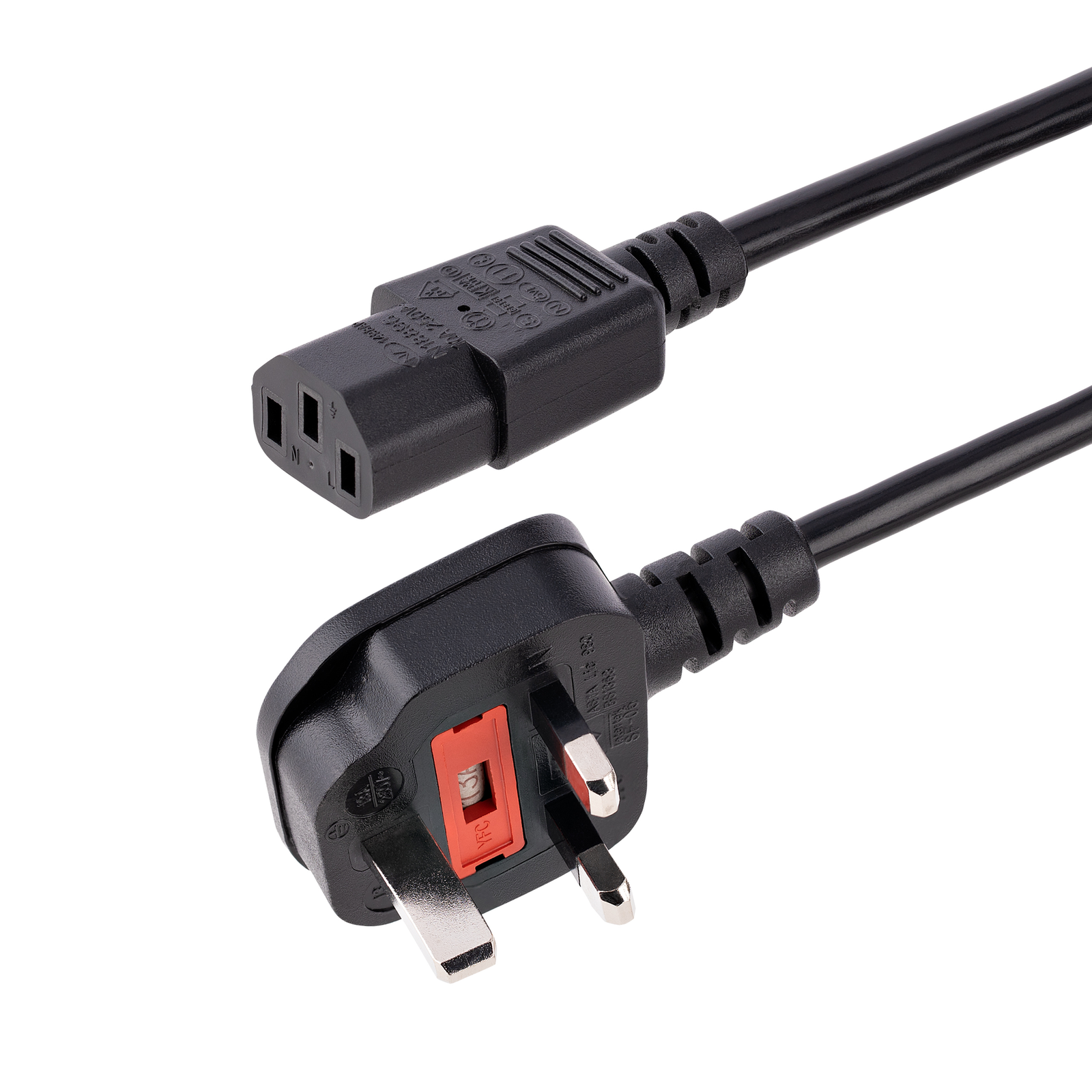 StarTech.com 3 MGB Computer Power Cable 18AWG BS 1363 to C13 10A 250V Black Replacement
