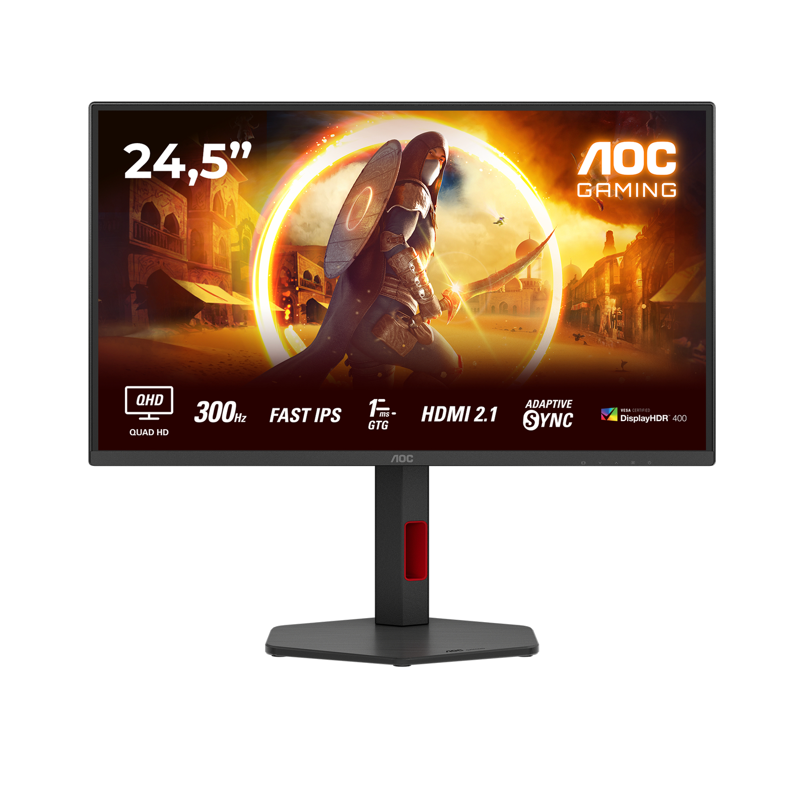 AOC Gaming LED 63.5cm 25 Inch 24.5 Visible 2560 X 1440 QHD 300 Hz IPS 400 Cd/m2 1000-1 DisplayHDR