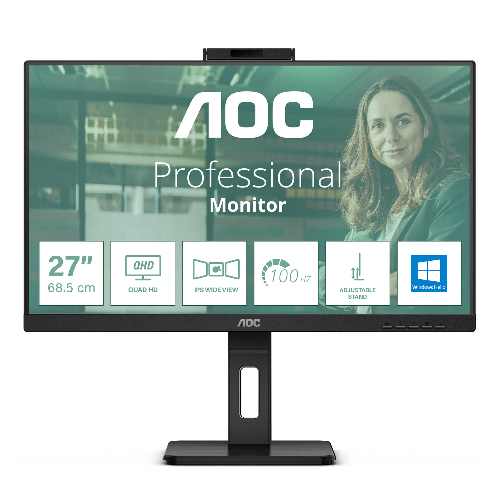AOC Pro-line Q27P3CW 27 2560 X 1440 2K HDMI DisplayPort USB-C 75Hz Docking Monitor
