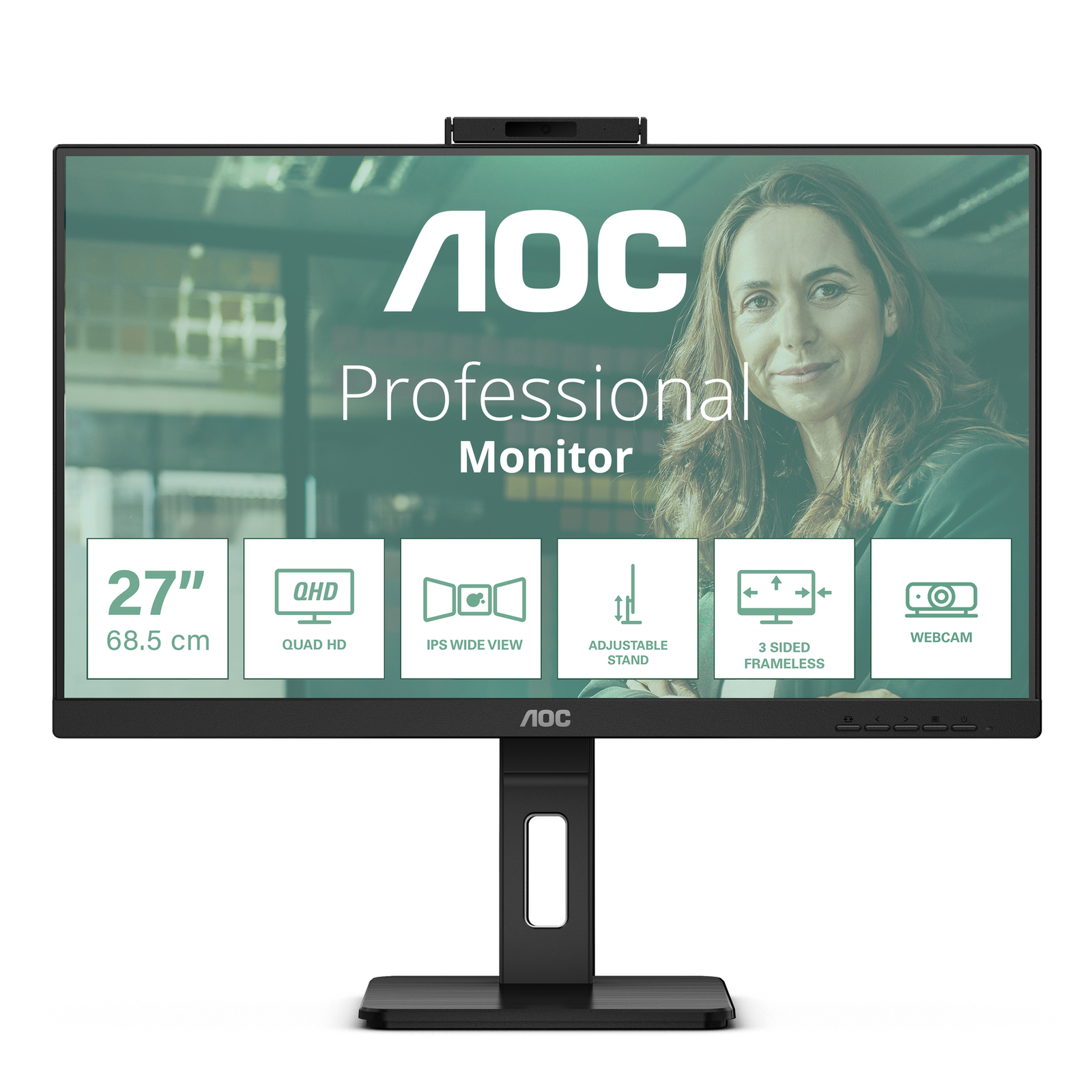 AOC Pro-line P3 Series LED Monitor 27inch 2560 X 1440 QHD 75 Hz IPS 350 10001 4 Ms 2x HDMI