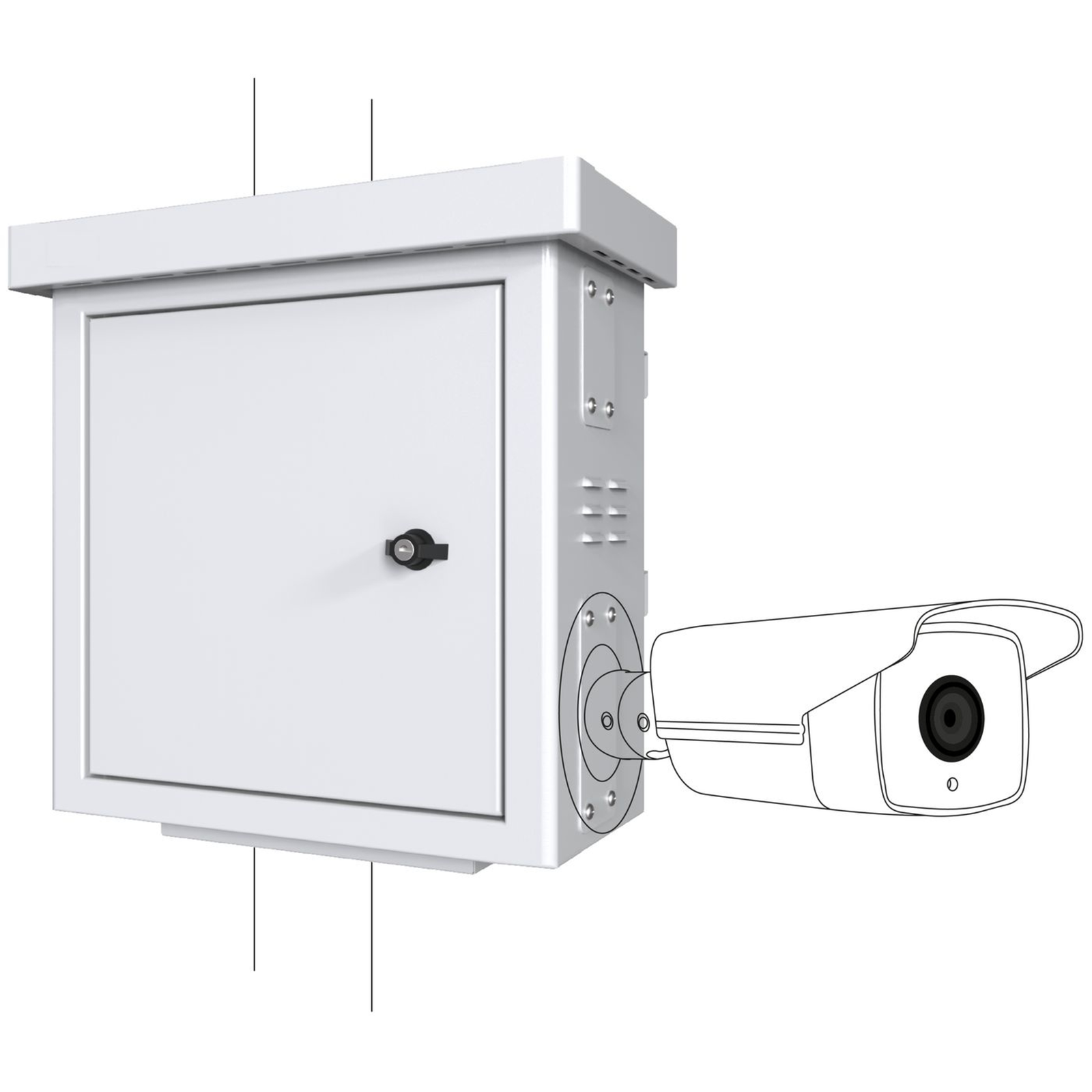 LANVIEW Mini Radius Pole Mounted CCTV Cabinet for 4 Cameras
