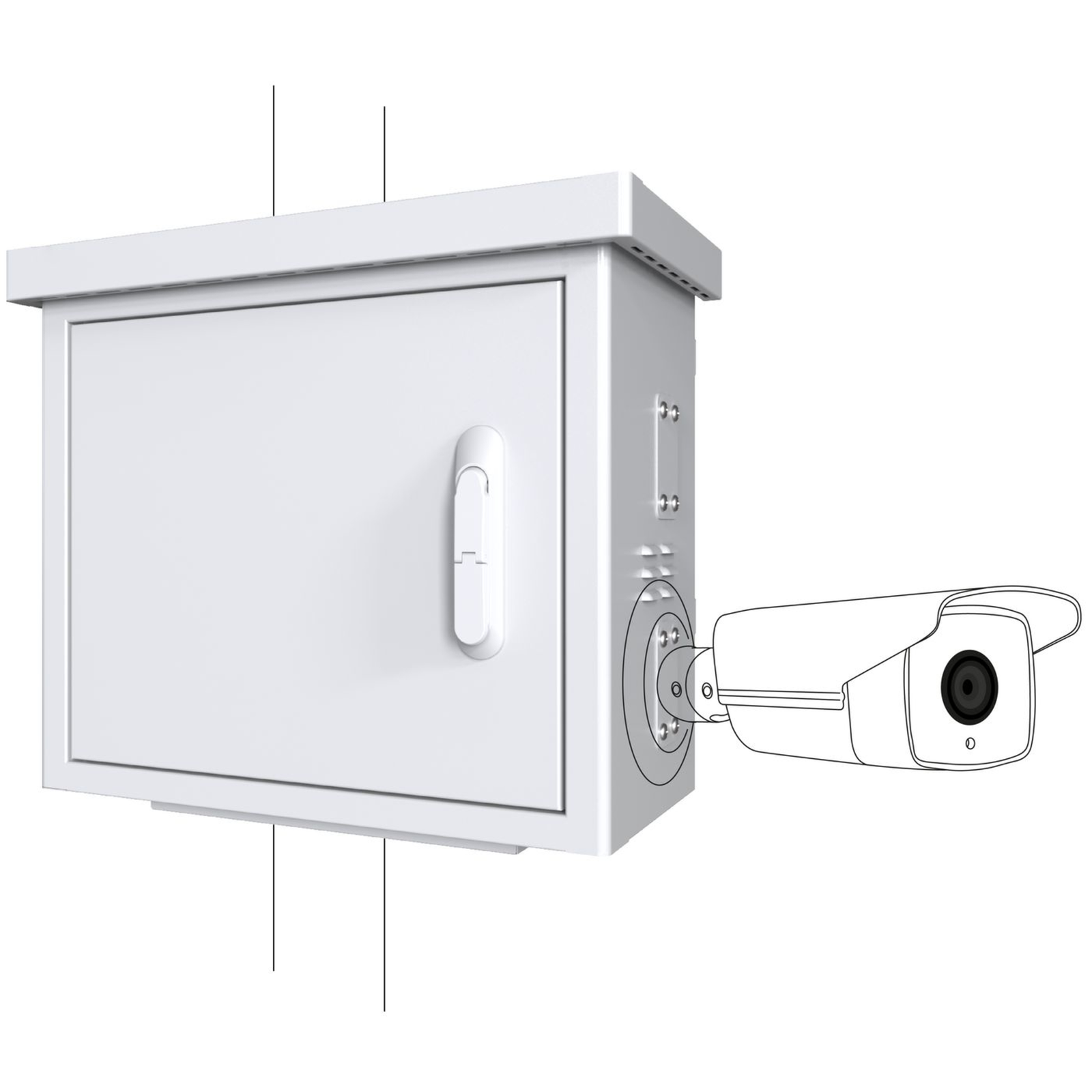 LANVIEW Midi Radius Pole Mounted CCTV Cabinet for 4 Cameras 600 X