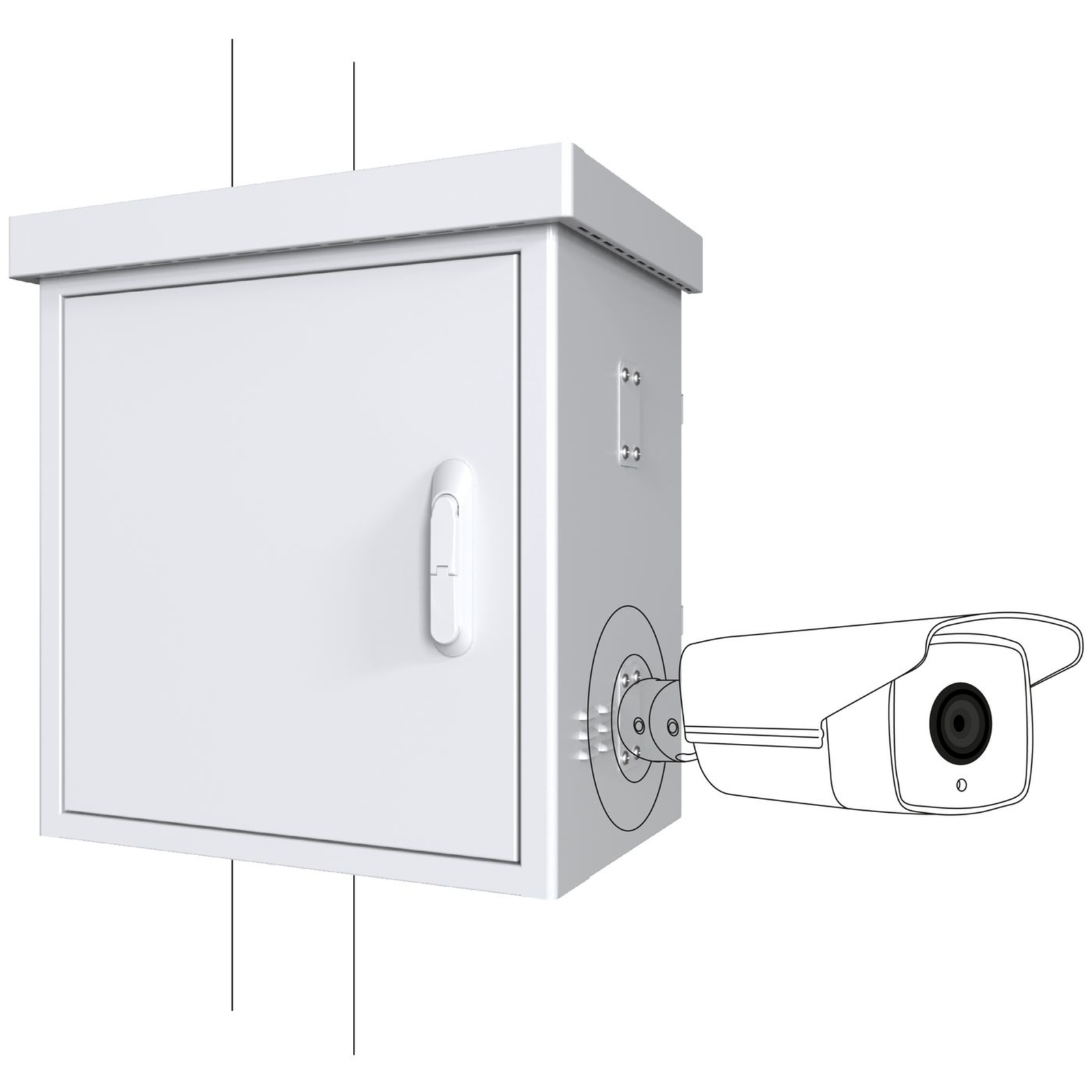 LANVIEW Maxi Radius Pole Mounted CCTV Cabinet for 4 Cameras 650 X