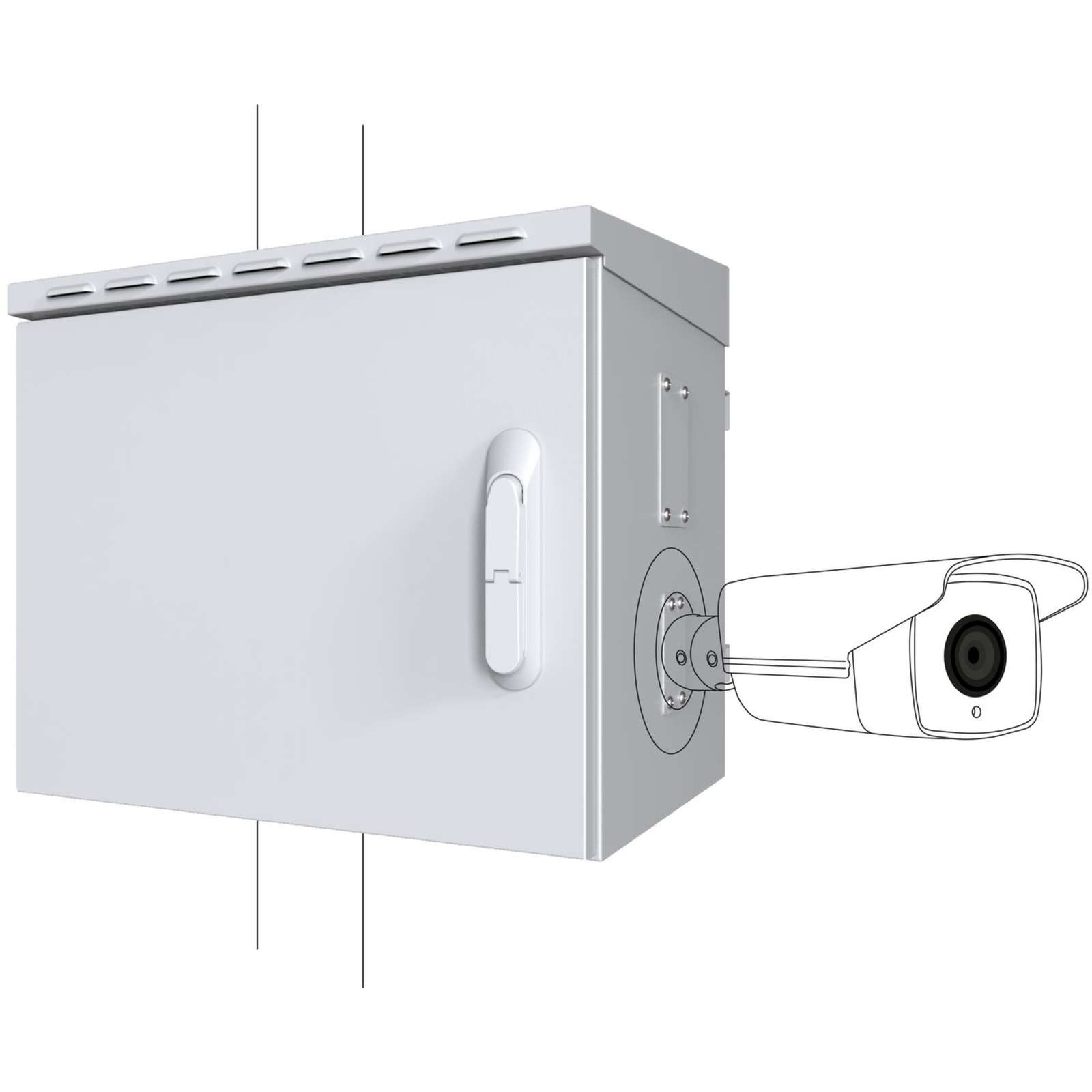 LANVIEW Midi Classic Pole Mounted CCTV Cabinet for 4 Cameras