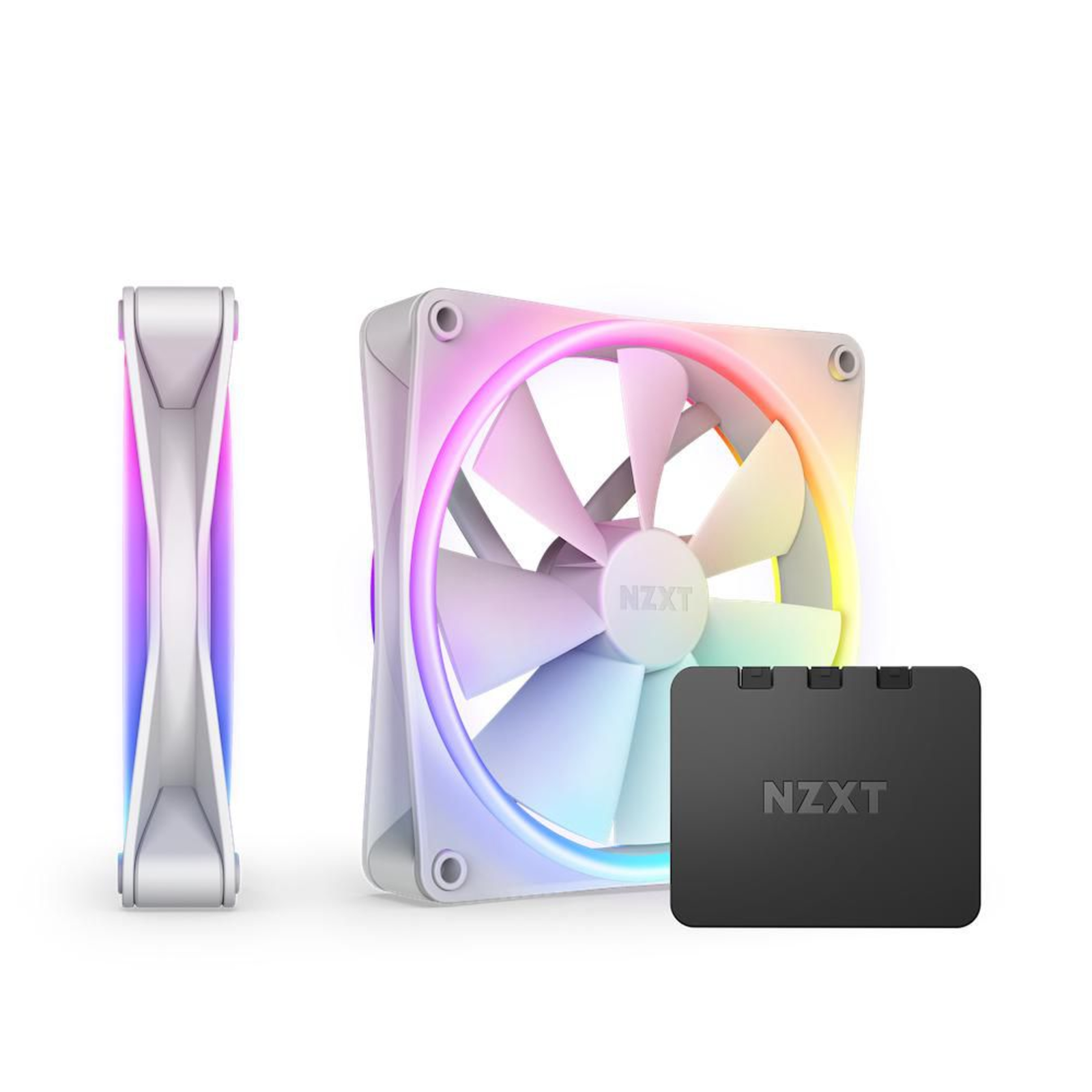 NZXT F140 RGB DUO Twin 140x140x25 White Pack of 2 Incl. RGB Controller