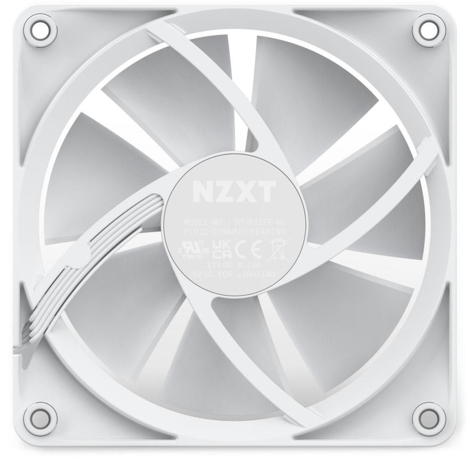NZXT F Series F120 RGB Fan 1-Pack White 120mm