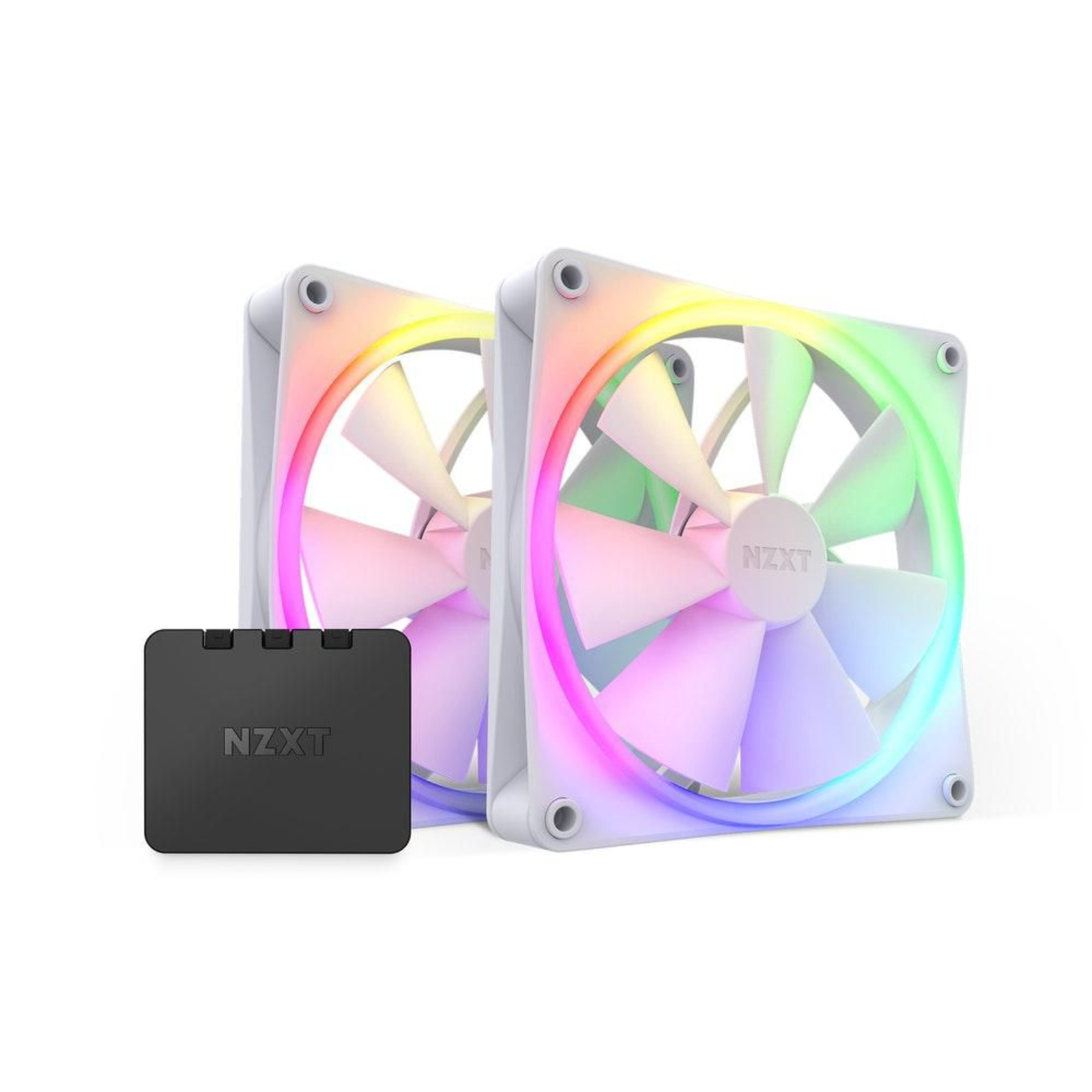 NZXT F140 RGB Twin Pack 140x140x26 White Pack of 2 Incl. RGB Fan Controller