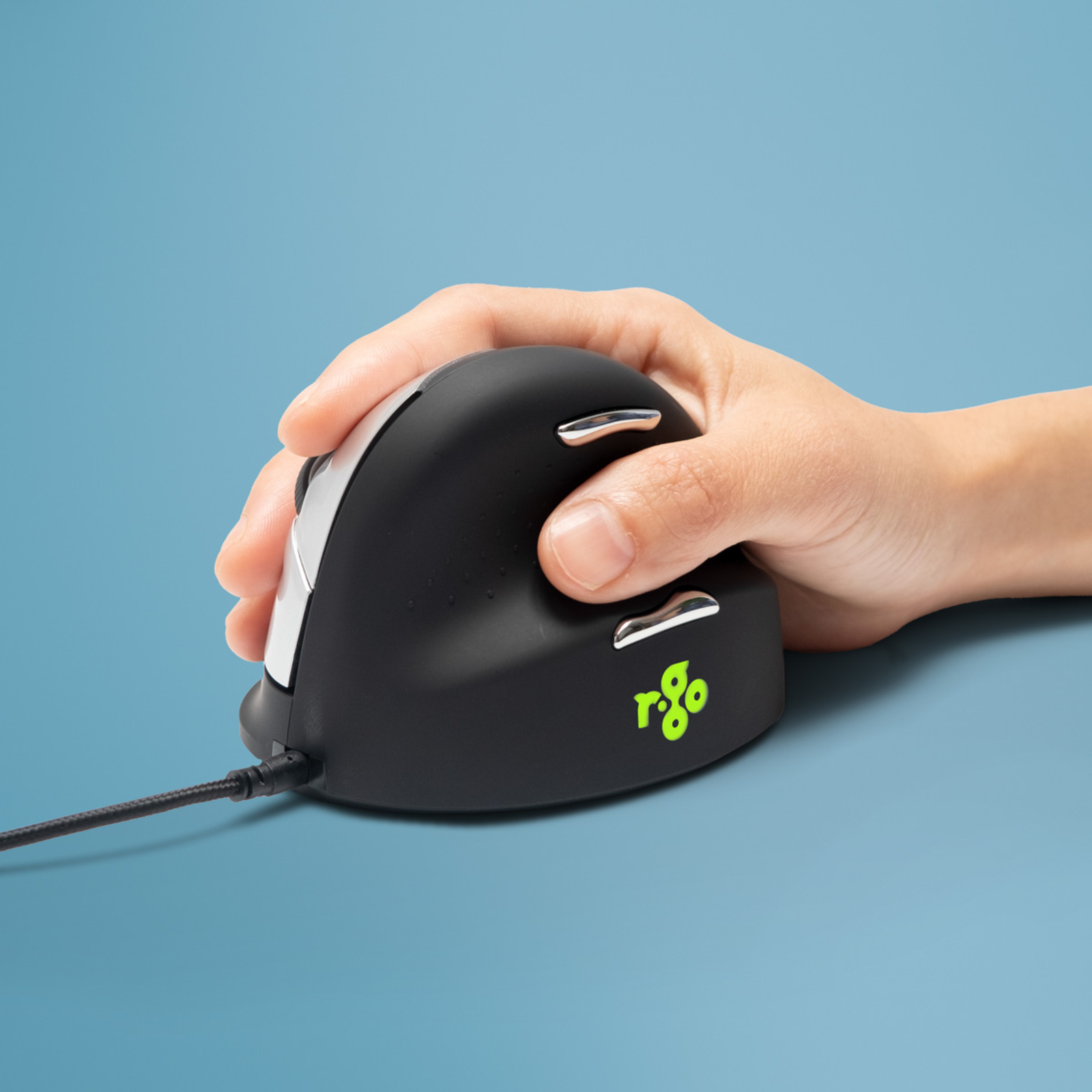 R-Go Tools Mouse HE Ergonomic Right USB Grey Black. Silver