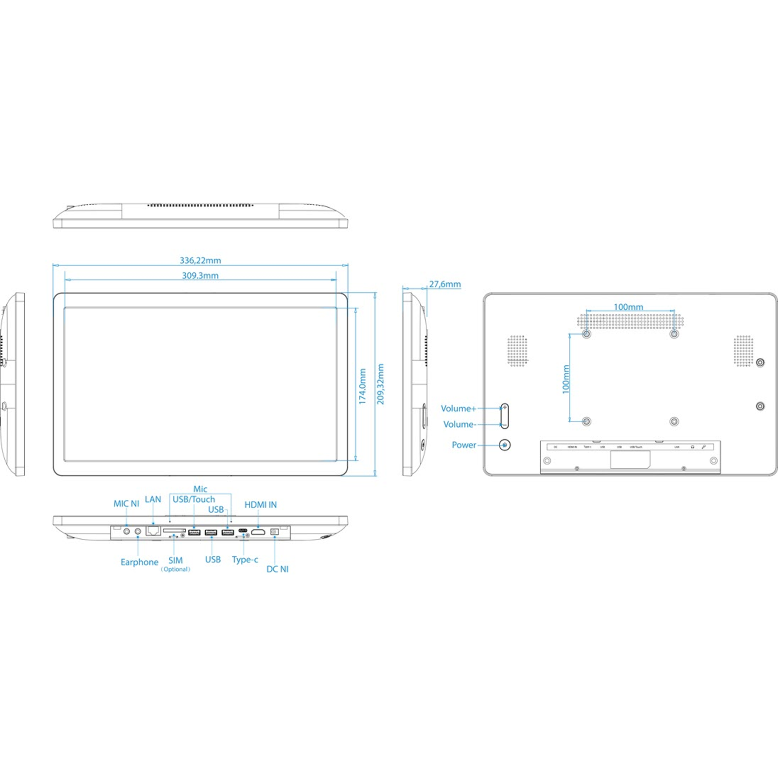 ALLNET High Performance Display 14-inch LTE Android 12 RK3588 NFC PoE HDMI in Colour
