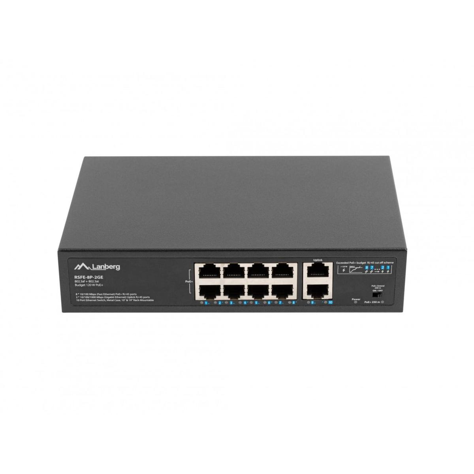 Lanberg Switch POE+ Rack 10 19 8X 100MBS POE+ 2X 1GBS RSFE-8P-2GE-120