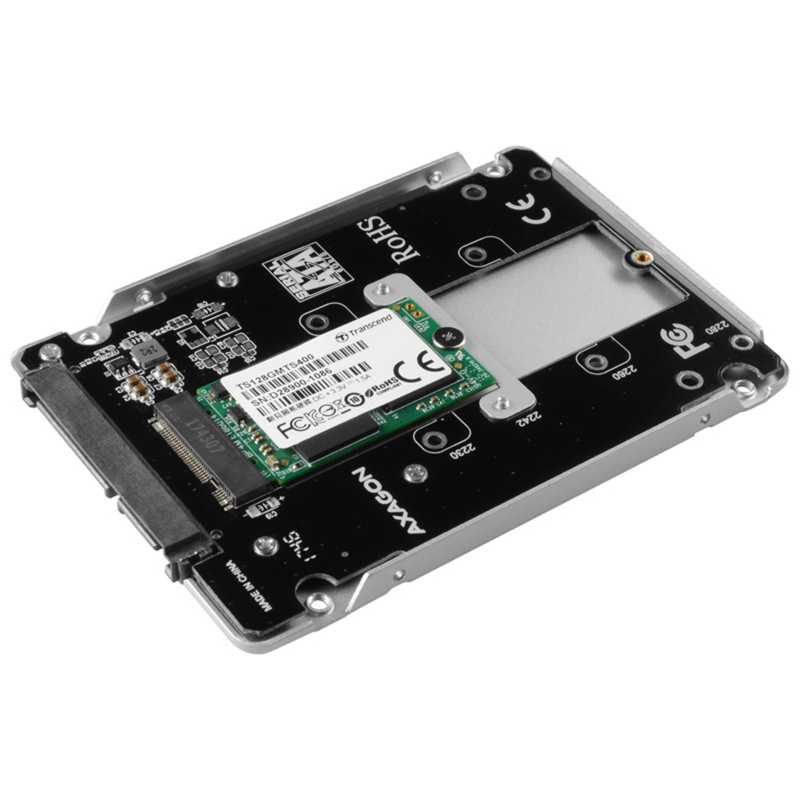 Axagon RSS-M2SD Case for M.2 SATA SSDs up to 2280 Aluminium Silver