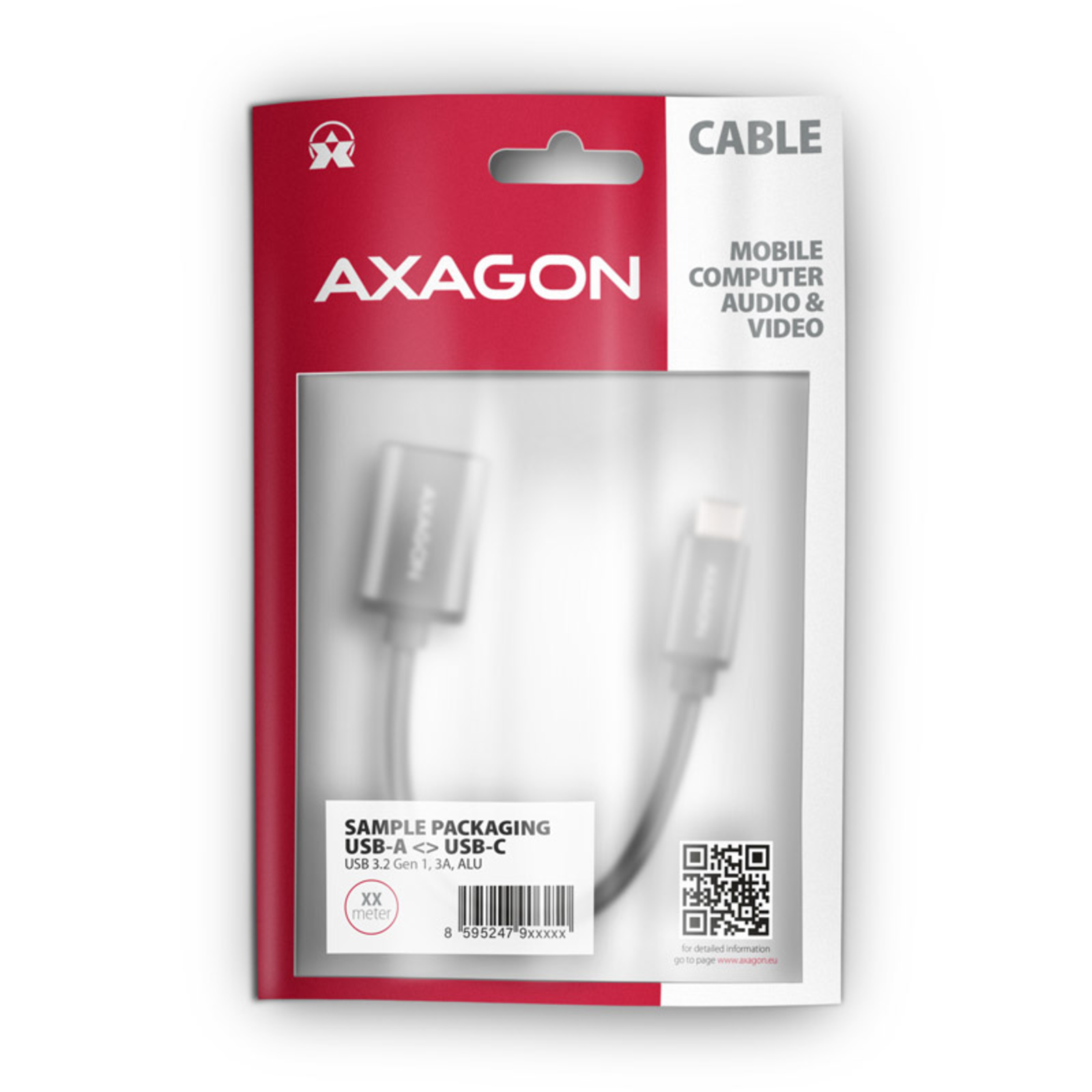 Axagon RUCM-AFAC Cable Adapter USB-C 3.2 Gen 1 to USB-A Black 0.2m