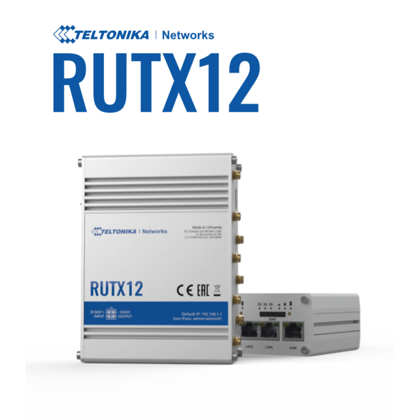 Teltonika Industrial Cellular router Dual LTE CAT6 RUTX12