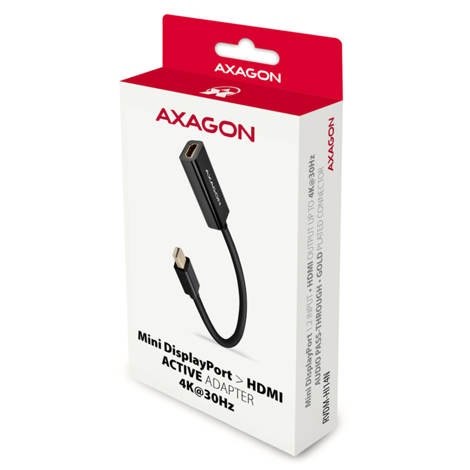 Axagon RVDM-HI14N Mini-DisplayPort to HDMI Adapter 4K/30 Hz 15cm Long Black