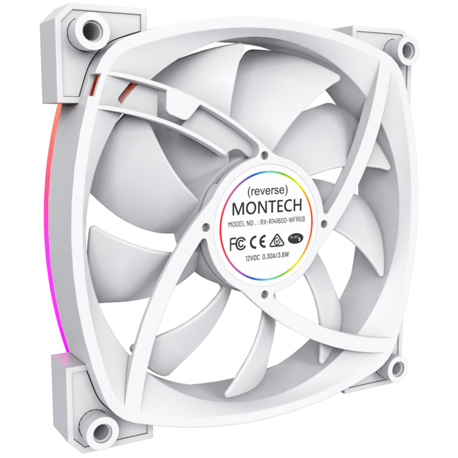 Montech RX140 PWM ARGB Reverse Fan- 140mm White