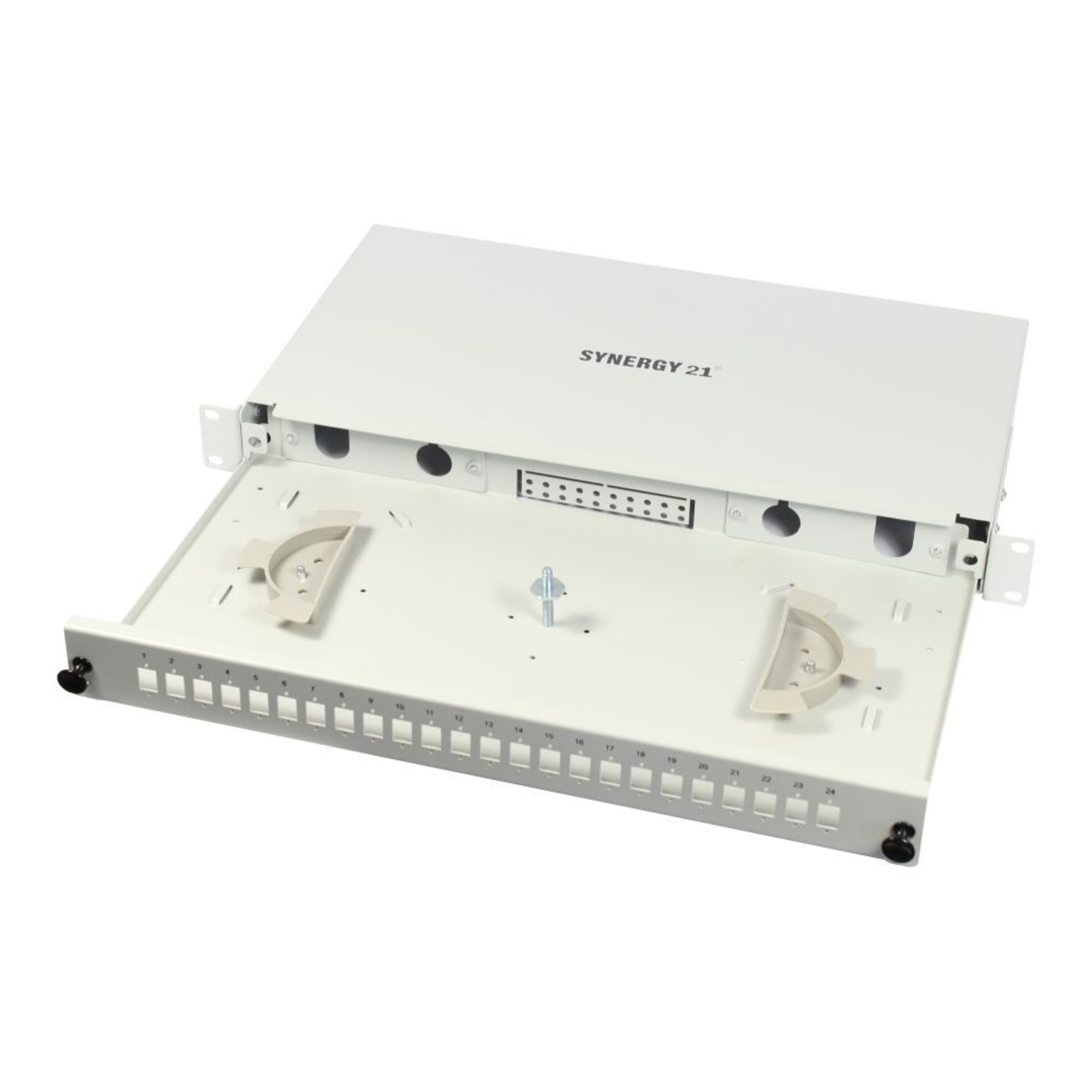 Synergy 21 Fibre Optic Patch Panel 24xLC/LSH E2000 Duplex Sockets 19inchinch/1U without Couplings