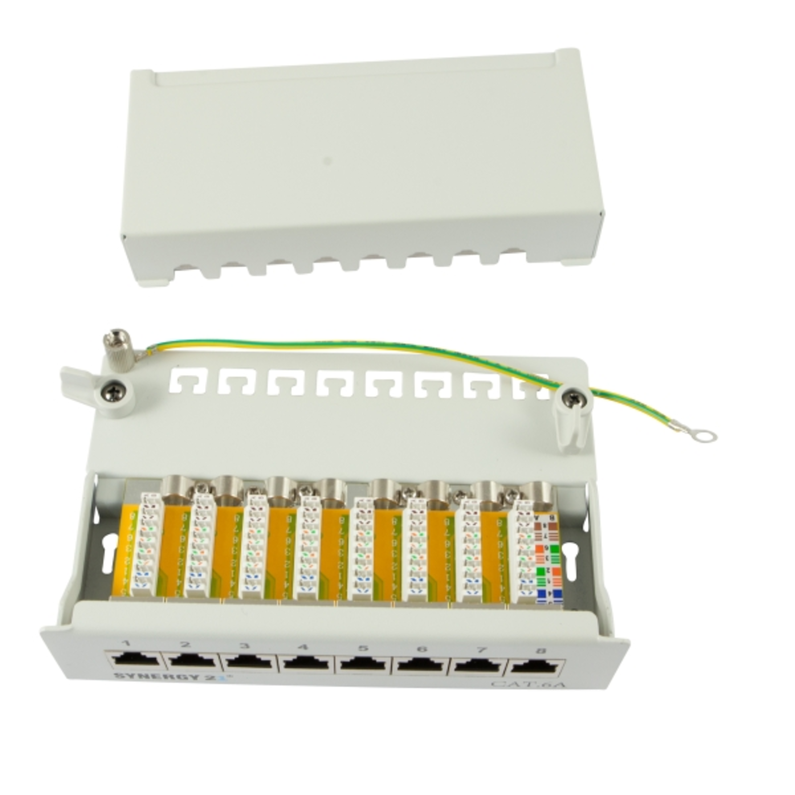 Synergy21 Patch Panel 8xTP CAT6A 500Mhz Surface-mounted Light Gray Syner (S216314)