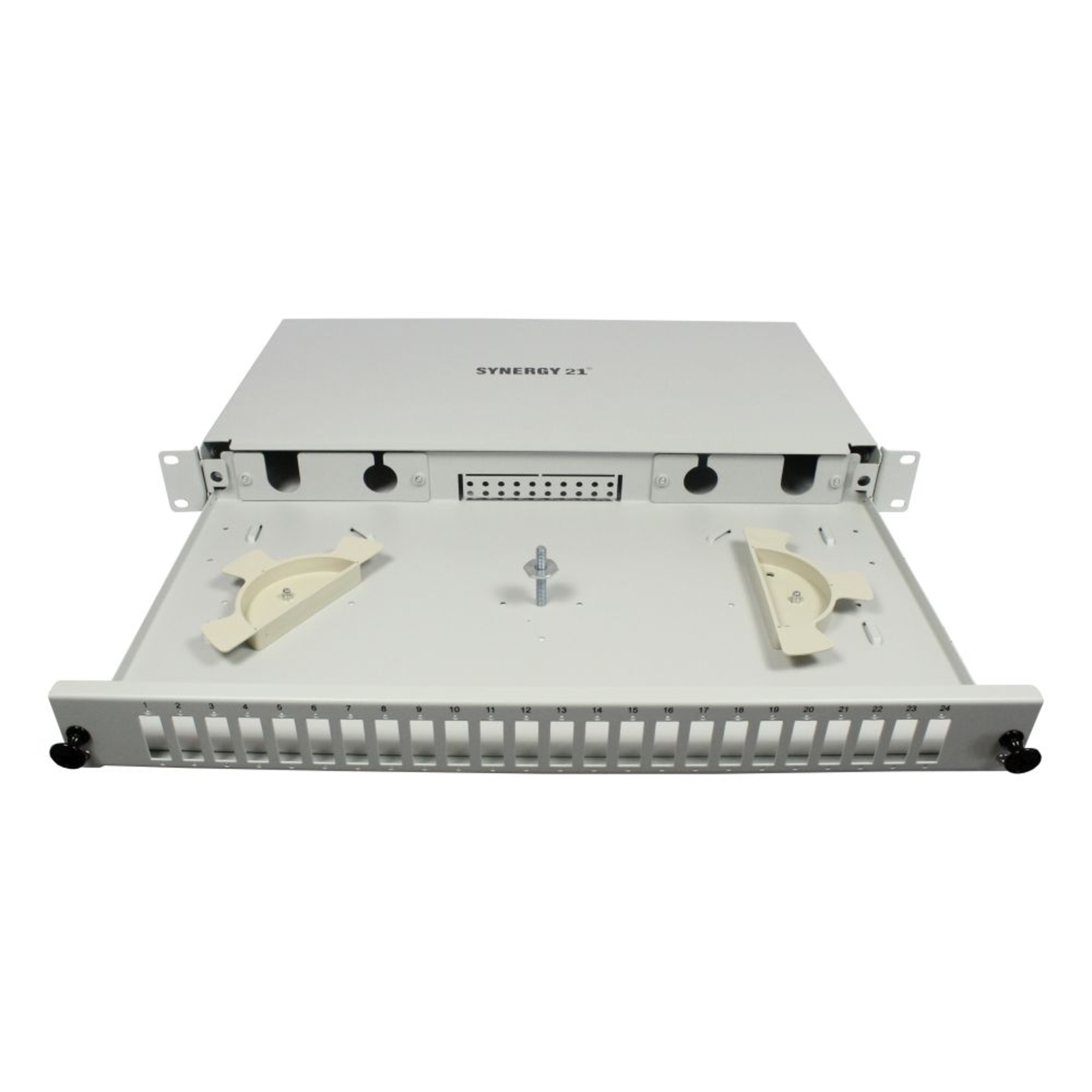 Synergy21 Fiber Optic Patch Panel 24x SC DuplexLC Quad Sockets 48.30cm (19)1U,out SCLC Couplers