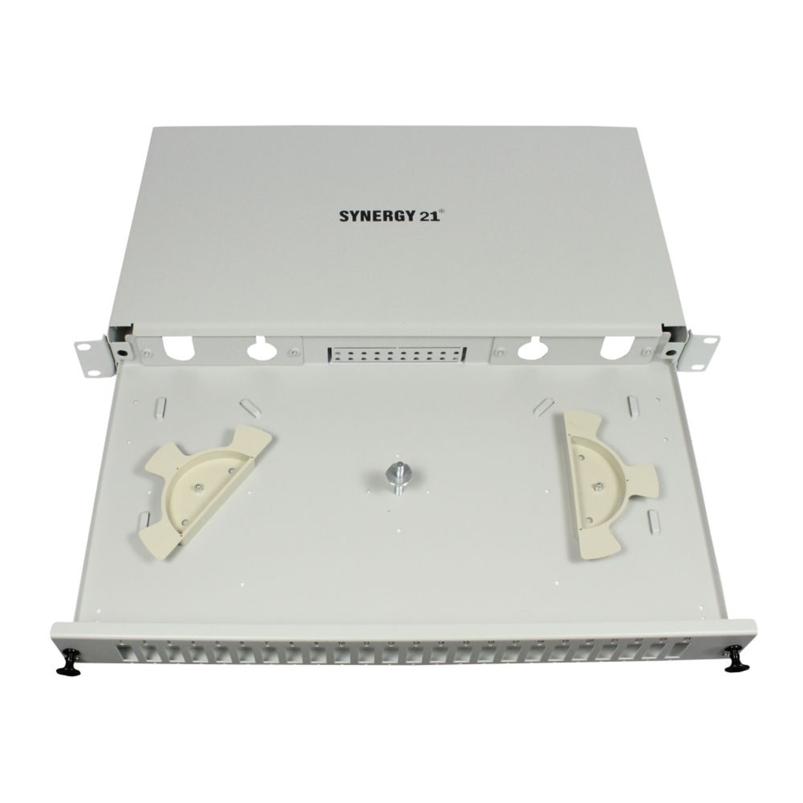 Synergy21 Fiber Optic Patch Panel 24x SC DuplexLC Quad Sockets 48.30cm (19)1U,out SCLC Couplers