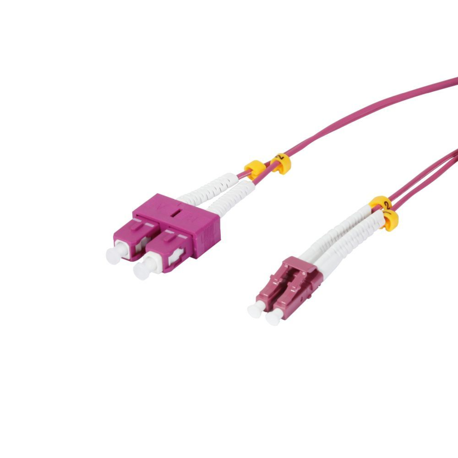 Synergy21 Cable Fibre Optic Patch 10.0m LC-SC 50/125um,OM4 OD=2mm Flexible Bend Predection Sleeve