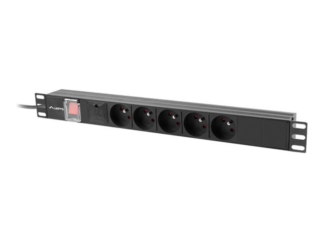 LANBERG PDU Power Distribution Unit 19 inch 1U 16A 5x french 2m outlets Black