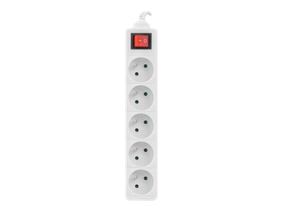 LANBERG PS1-05E-0150-W 1.5M White LANTERGE CURVE 5X 230V PL WITH CIRCUIT BREAKER FULL COPPER