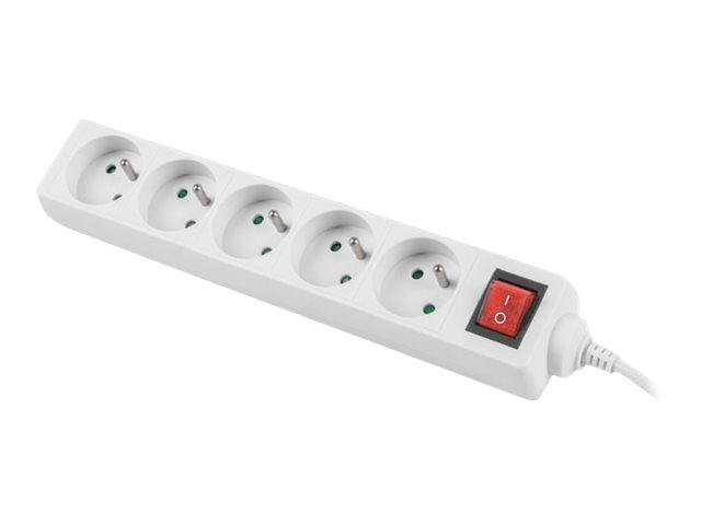 LANBERG PS1-05E-0150-W 1.5M White LANTERGE CURVE 5X 230V PL WITH CIRCUIT BREAKER FULL COPPER