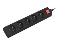 LANBERG PS1-05E-0300-BK 3M Black LANTERGE CURVE 5X 230V PL WITH CIRCUIT BREAKER FULL COPPER