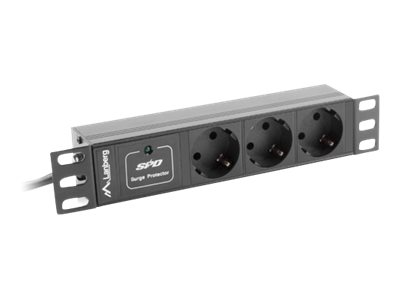 LANBERG PDU-03F-0200-IEC-BK PDU 10 1U 10A 3x 230v Schucko 2m Black