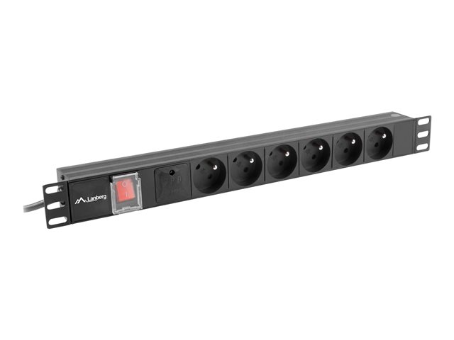 LANBERG rack PDU 19inch 1U 16A 6x French 2m black