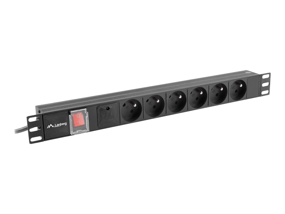 LANBERG rack PDU 19inch 1U 16A 6x French 2m black