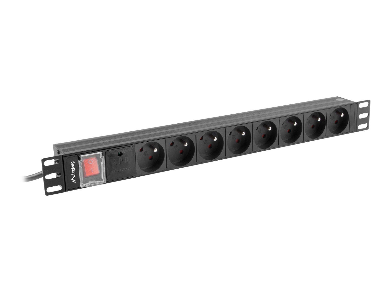 LANBERG PDU 19inch 1U 16A 8x French socket 2m black