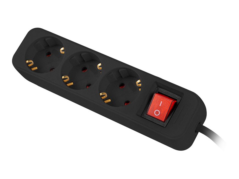 LANBERG Power strip 3x Shuko 1.5m Circuit breaker black