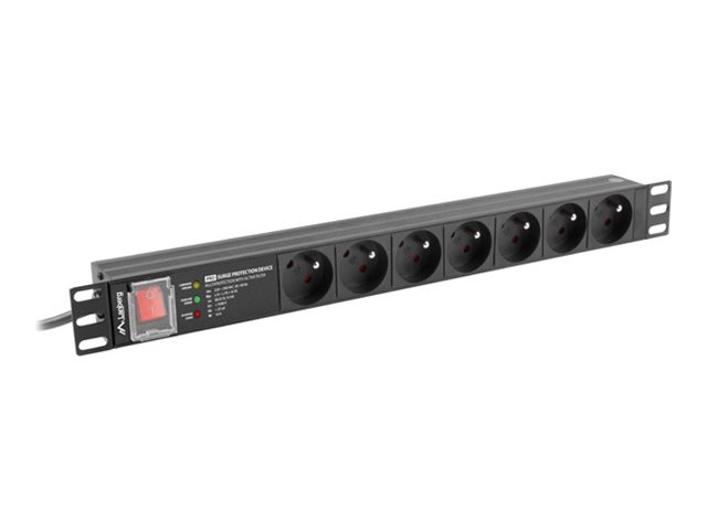 LANBERG PDU Rack pro 19inch 1U 16A 7x FR sockets 2m