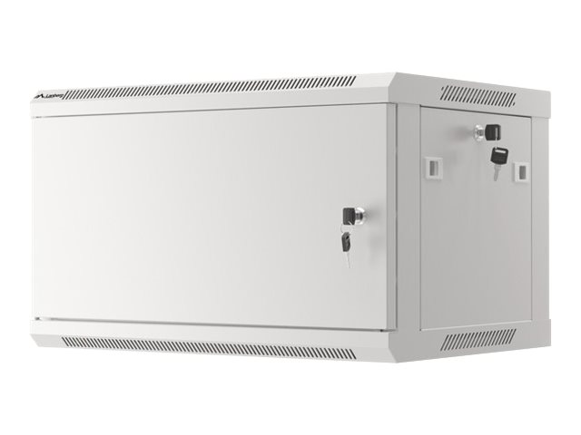 LANBERG Wall mount cabinet 19inch 6U 600x450 steel doors grey flat pack
