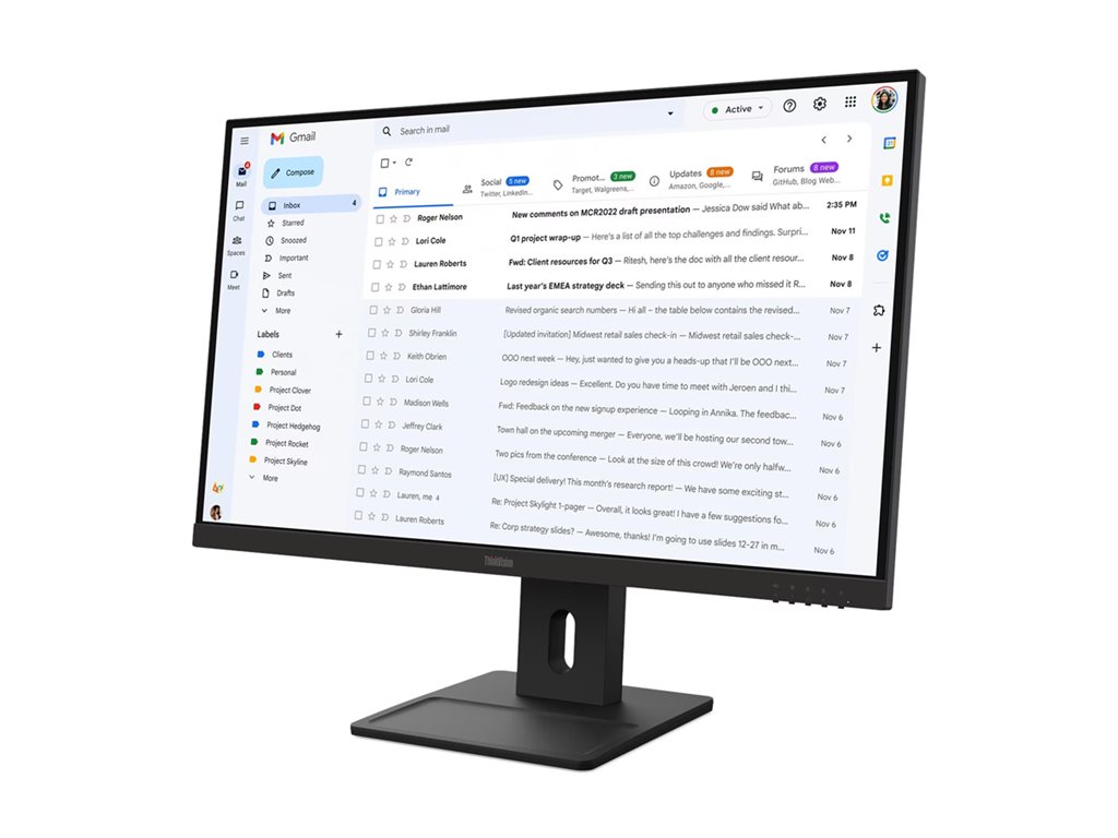 LENOVO ThinkVision E27-40 LED monitor 27inch 1920x1080 Full HD (1080p) IPS 300cd/m2 1500:1 4ms HDMI VGA DisplayPort speakers 3y