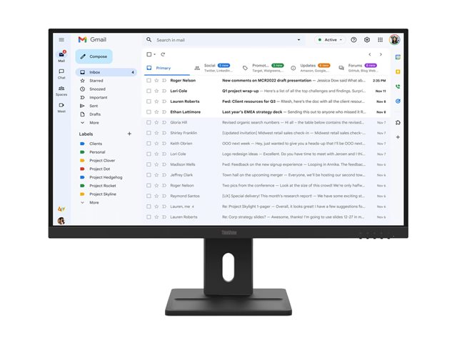 LENOVO ThinkVision E27-40 LED monitor 27inch 1920x1080 Full HD (1080p) IPS 300cd/m2 1500:1 4ms HDMI VGA DisplayPort speakers 3y