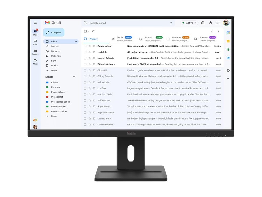 LENOVO ThinkVision E27-40 LED monitor 27inch 1920x1080 Full HD (1080p) IPS 300cd/m2 1500:1 4ms HDMI VGA DisplayPort speakers 3y