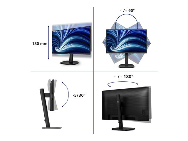 PHILIPS 24inch 1920x1200 100Hz IPS Flat H/A 150 MM USB C DOCKING DISPLAY Daisy chain DICOM TUV EyeSafe certified USB HUB SPEAKERS