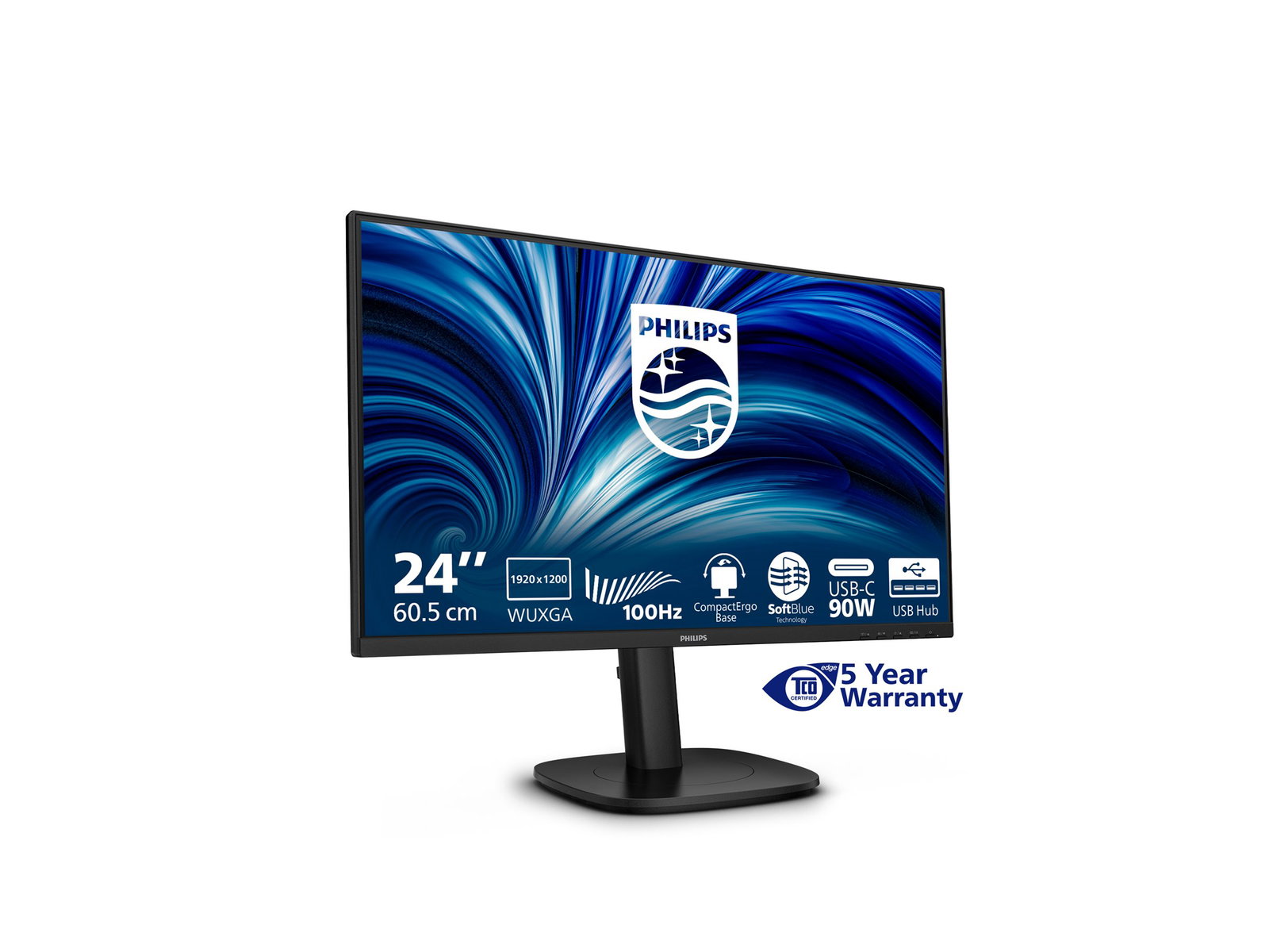PHILIPS 24inch 1920x1200 100Hz IPS Flat H/A 150 MM USB C DOCKING DISPLAY Daisy chain DICOM TUV EyeSafe certified USB HUB SPEAKERS