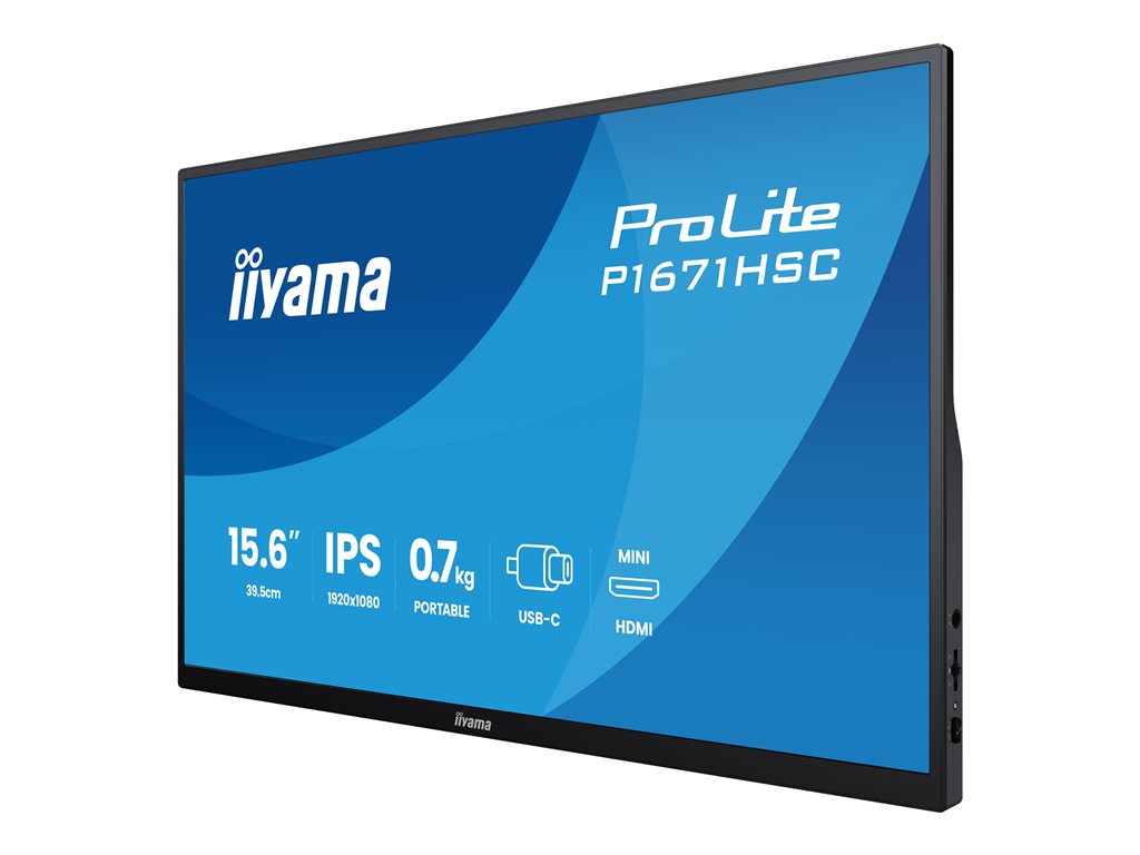 IIYAMA P1671HSC-B1 Portable 15.6inch IPS FHD 250cd/m2 2xUSB-C mHDMI Speakers leather cover/stand