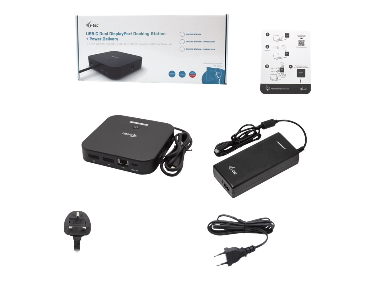 I-TEC USB-C Dual Display MST DS 2x DP 1x GLAN 3x USB 3.1 2x USB 2.0 1x USB-C-DatA 1x Audio/Mic Jack 1x 100W USB-C PD + Charger 112W