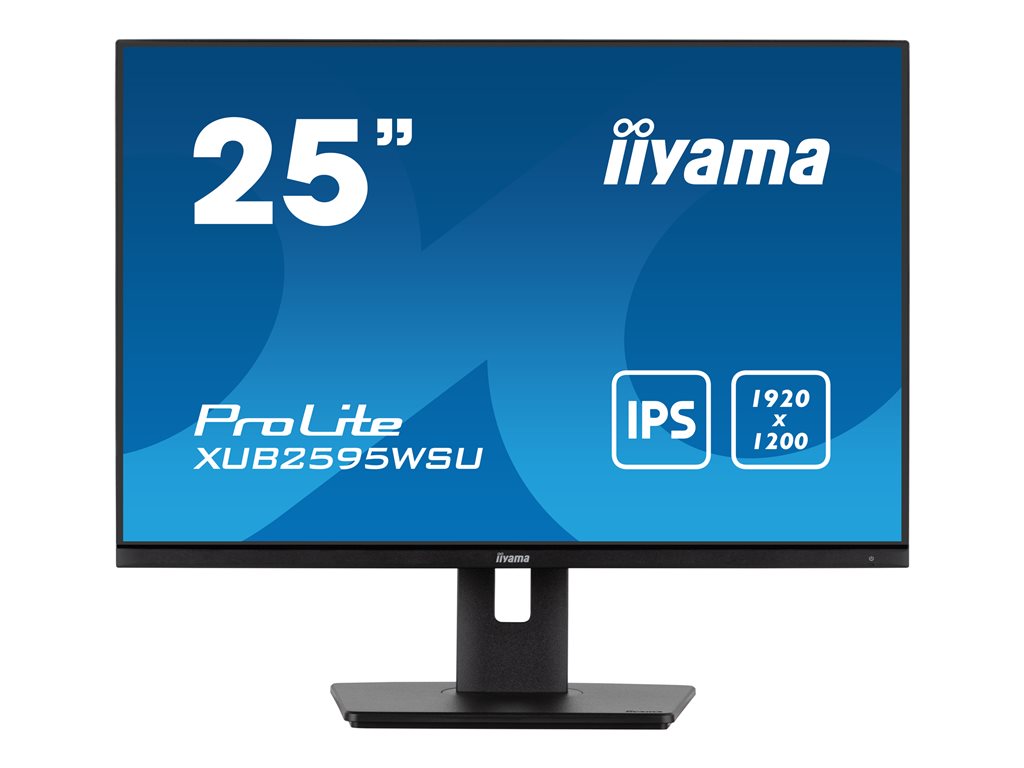 IIYAMA XUB2595WSU-B5 25inch ETE IPS-panel 1920x1200300cd/m2 4ms VGA HDMI DP USB HUB 2x2.0 Speakers 15cm Height Adj. Stand (P)